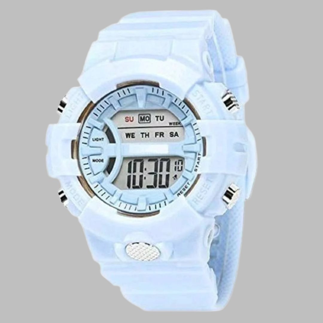 Attractive unisex stylish Digital Watch multifunction sockproof.
Size: free
Color: Pink
 Type: wrist watches
 Watch Movement Type: Quartz
Watch Display Type: Analog
Band Material: Stainless Steel
 Brand : Acnos
 Quality : Premium
 Water Resistance Depth: 30 meters; Buckle Clasp
Country of Origin:  India
Acnos Brand - A Digital Watch Shockproof Multi-Functional Automatic Light Juicy Blue Dial Strap Waterproof Digital Sports Watch for Men's Kids Watch for Boys - Watch for Men.